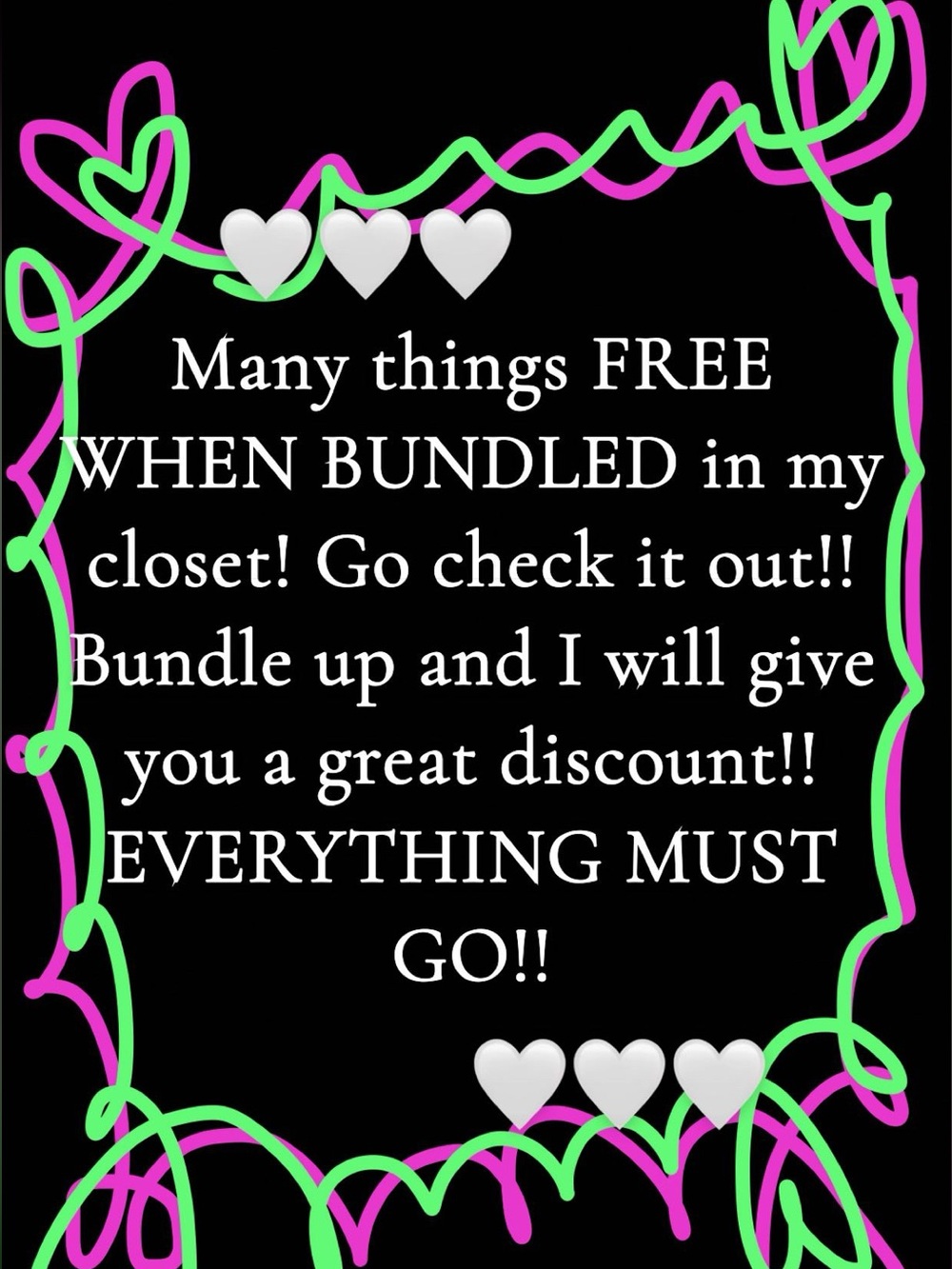 FREE WHEN BUNDLED! DISCOUNTS!! EVERYTHING MUST GO!!!
